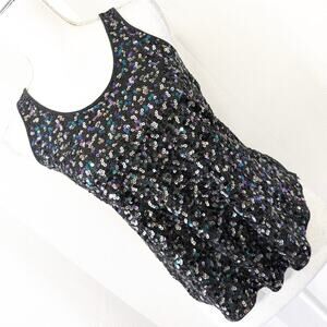 EXPRESS! DREAMWEIGHT COTTON SEQUINNED TANK TOP, SHIRT, MIDNIGHT GRAY! SZ S